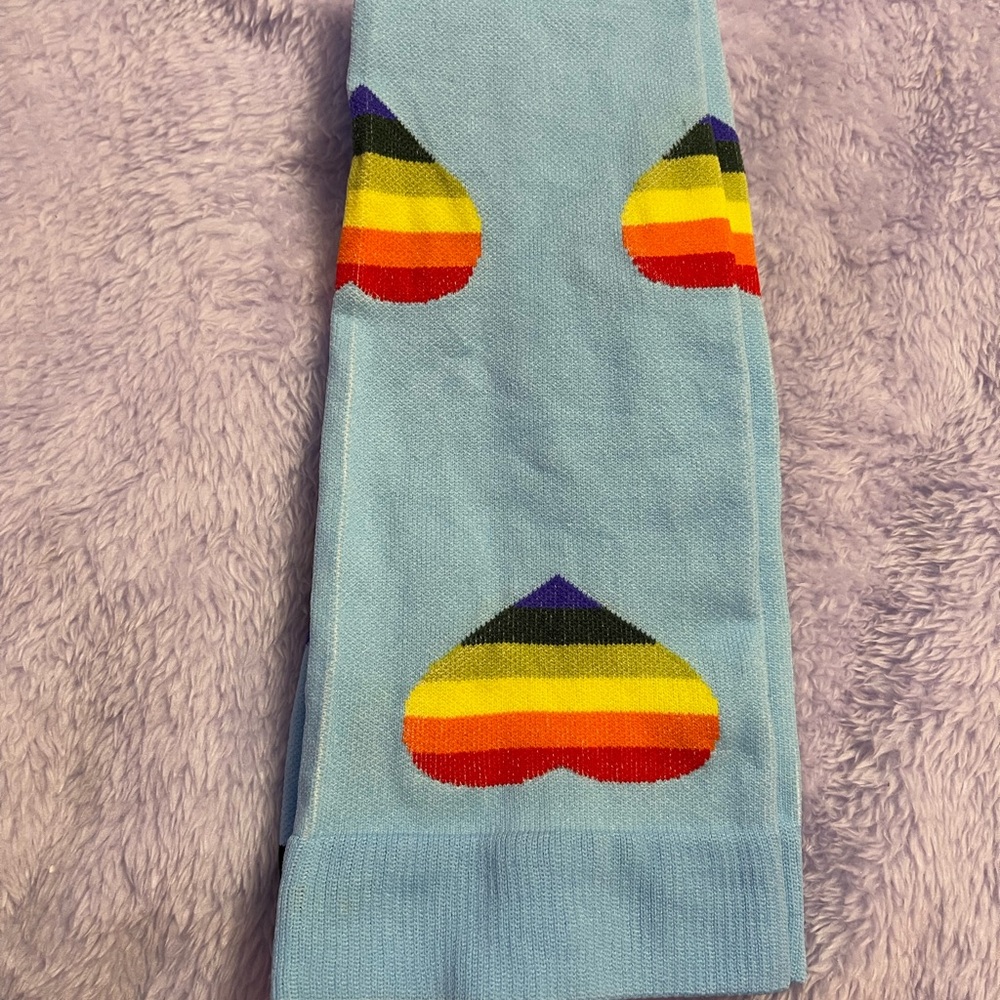 Blue Heart Pattern women’s compression Socks - Rainbow Hearts. New! Size L/XL - Picture 5 of 5